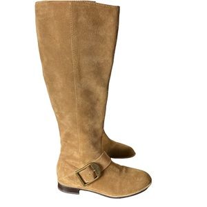 ☃️Via Spiga Idola Brown Tan Knee Length Suede Boots Size 5.5M MSRP $398